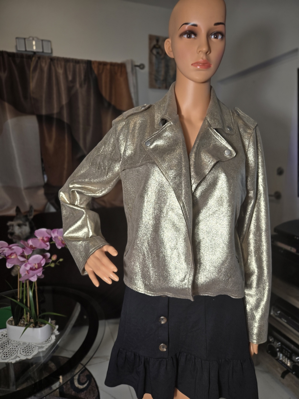 Cato Metallic Gold Cropped Moto Jacket - Picture 8 of 9
